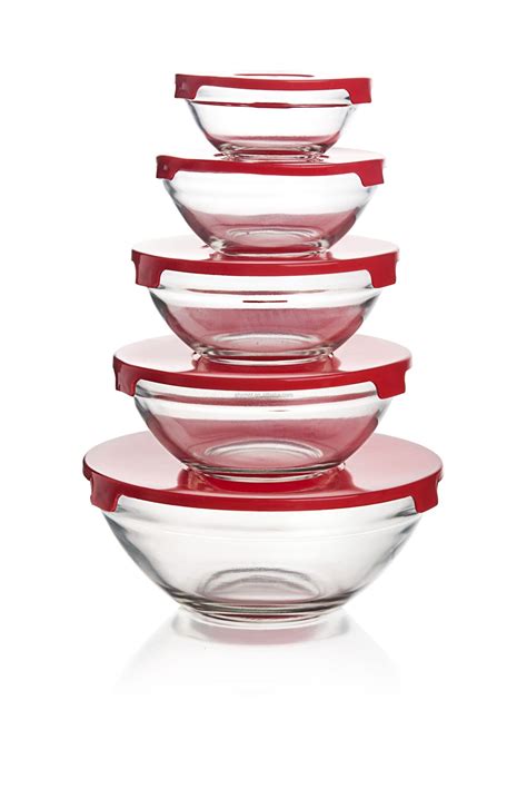 5 Piece Glass Bowl Set Assorted Color Box Packing Rident Kitchen