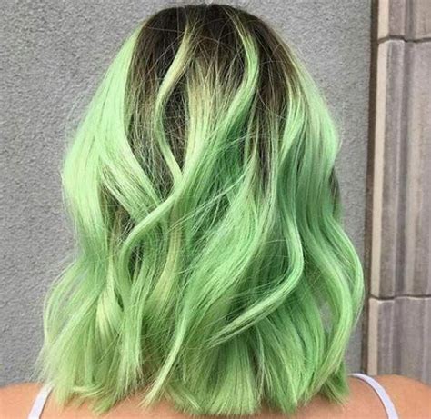 Neon Green Balayage By Justine Bouchard Greenhair Green Hair Dye