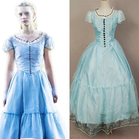 Tim Burtons Alice Cosplay In Wonderland Costume Blue Dress Costume