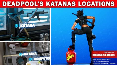 Find Deadpools Katanas Locations Deadpool Challenges Week 4 Fortnite