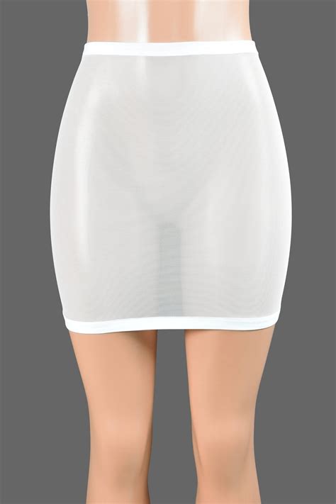 High Waisted White Mesh Mini Skirt Plus Size Sheer See Through Deranged Designs