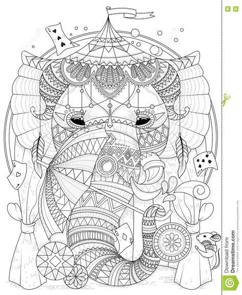Definitely coloring magic is a great coloring book for adults. Elephant Adult Coloring Page Stock Illustration ...