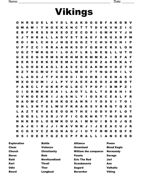 Viking Word Search Free Printables