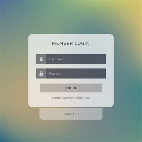 Free Vector Login Template Over A Blurred Background