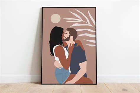 boho interracial couple wall art interracial art instant download biracial art romantic happy