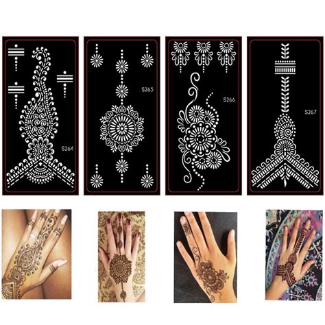 Buy 10pcs Mehndi Indian Henna Tattoo Stencilstemporary Glitter Airbrush Henna