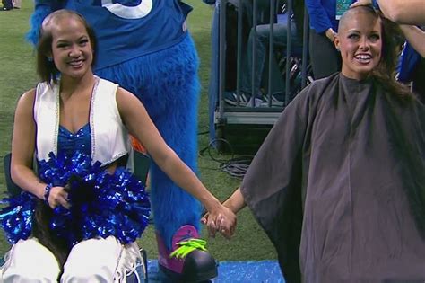 Colts Cheerleaders Shave Heads For Cancer Awareness Chuck Pagano Stampede Blue