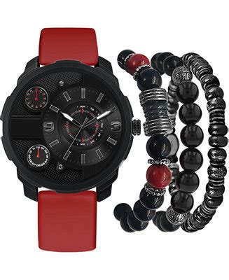 Getting a gift for him is the ideal way to show how much he means to you and how much you appreciate him being in your life. American Exchange Men's Red Strap Watch 46mm Gift Set ...
