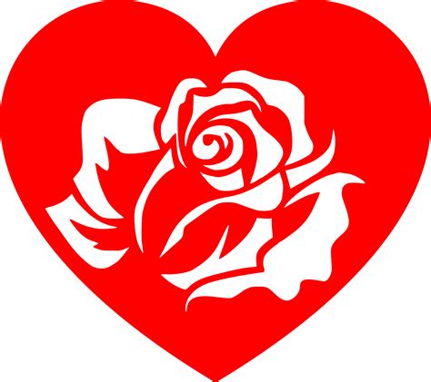 Heart Rose White Rose Stencil Valentine Silhouette Art