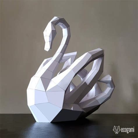 Swan Papercraft Sculpture Printable 3d Puzzle Papercraft Pdf Template