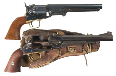 two antique percussion revolvers a colt model 1851 navy revolver b remington new model army revo