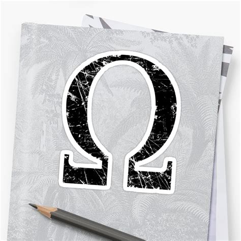 Omega Greek Letter Symbol Grunge Style Sticker By Garaga Redbubble