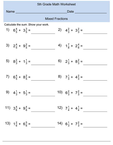 9 Free Printable Worksheet For Grade 5 Maths
