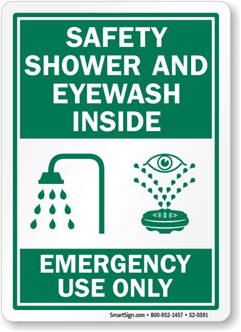 Safety Shower And Eyewash Inside Emergency Use Only Sign Sku S2 0591