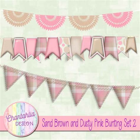Free Sand Brown And Dusty Pink Bunting For Digital Scrapbooking