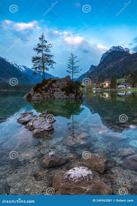 Dawn At Lake Hintersee Near Ramsau Stock Image Image Of Mountain