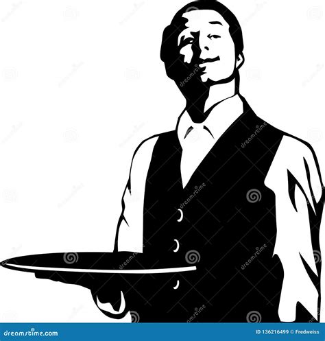 Waiter Vector Illustration Stock Vector Illustration Of Work 136216499