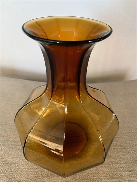 Vintage Amber Glass Vase Etsy