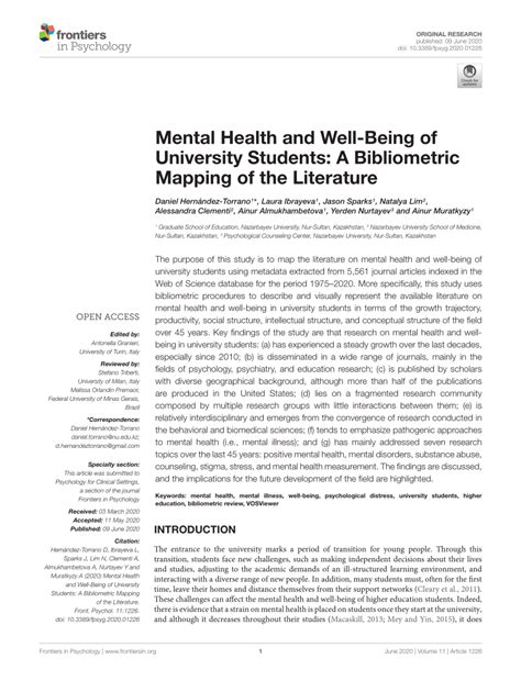 Pdf Mental Health And Well Being Of University Students A