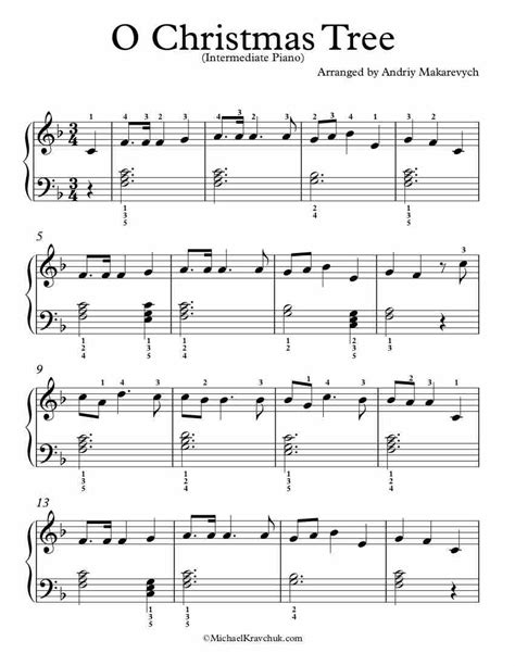 Free Piano Arrangement Sheet Music O Christmas Tree Michael Kravchuk
