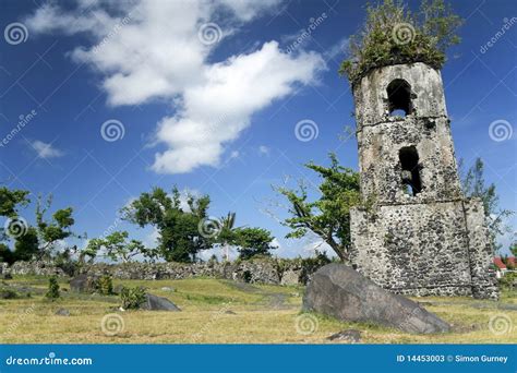 Cagsawa Church Ruins Mayon Volcano Philippines Stock Image Image Of