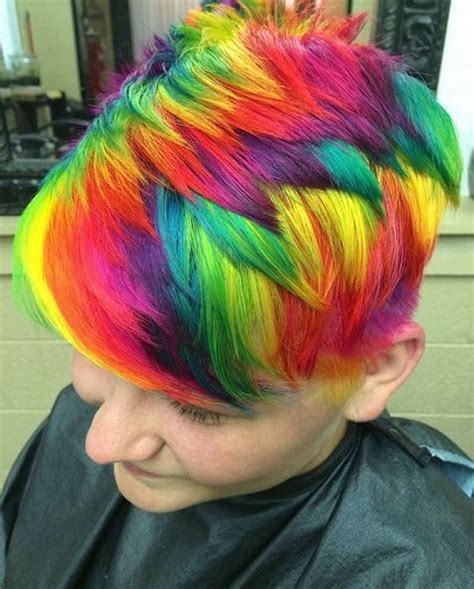 How To Short And Spunky Rainbow Hair Color Styled 6 Ways Short