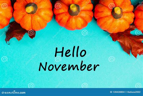 Autumnal Background Text Hello November Stock Photo Image Of Fall