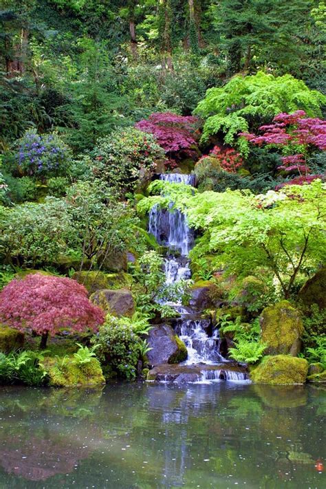 Japanese Gardens Waterfall Portrait Stock Image Image 1502605
