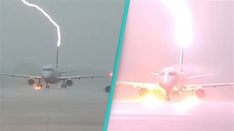 Shocking Moment Lightning Strikes Us Plane Full Of Passengers Just
