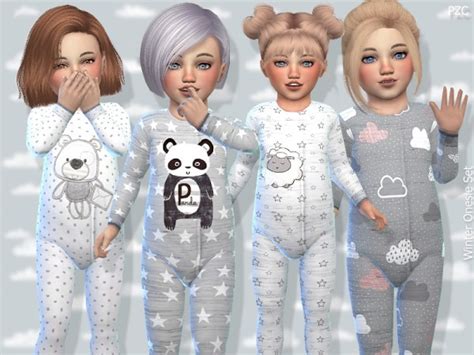 The Sims Resource Toddler Winter Onesie Set By Pinkzombiecupcakes