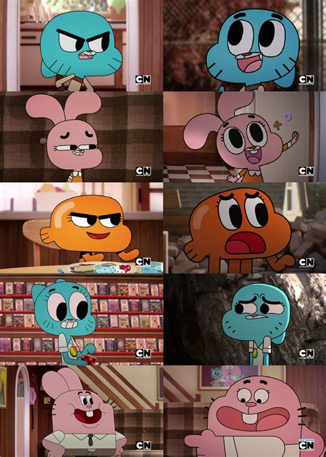 Cartoon Characters With Different Facial Expressions In The Same Room