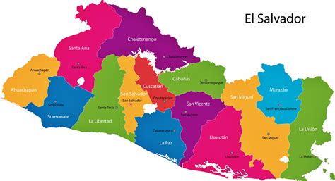 El Salvador Map Of Regions And Provinces