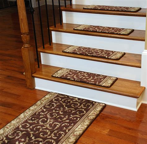 Premium Carpet Stair Treads Brown Scrollwork Plus A Matching 5