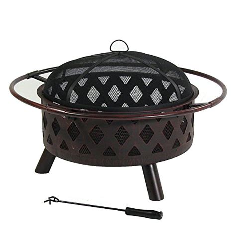 Sunnydaze 30 Inch Bronze Crossweave Wood Burning Fire Pit With Spark