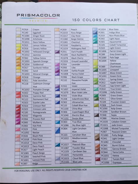 Prismacolor Chart Color Schemes Colour Palettes Color Swatch Color
