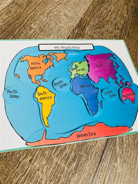 My World Map Learning Continents Preschool And Kindergarten Etsy