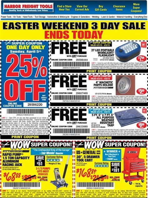 harbor freight use your 25 coupon today only easter weekend 3 day sale ends tonight milled