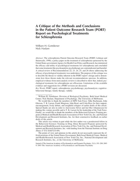 Psychology includes the study of conscious and unconscious phenomena, as well as feeling and thought. (PDF) A Critique of the Methods and Conclusions in the ...
