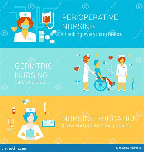 Nursing Medical Flat Banners Template Set Vector Infographics