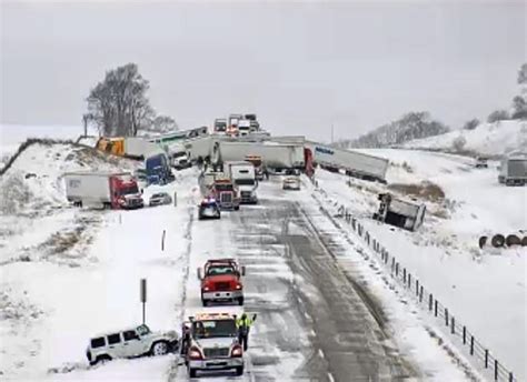 Serious Injuries Reported After Massive 40 Vehicle Pileup On Snowy