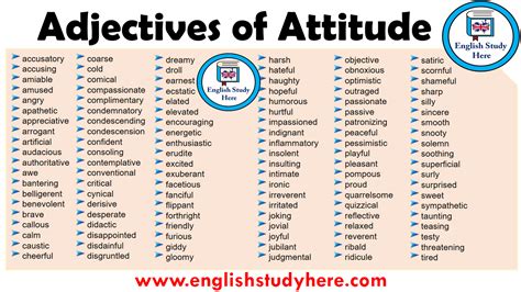 Adjectives Of Attitude English Study Here
