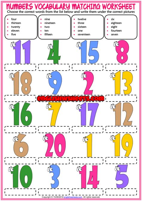 Numbers Vocabulary Esl Printable Picture Dictionary For Kids Lets