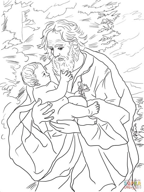 Kolorowanka Święty Józef Z Małym Jezusem Kolorowanki Dla Dzieci Do Druku