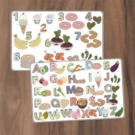 Food Placemat Kids T And Learning Toy With Numbers And Alphabet Food