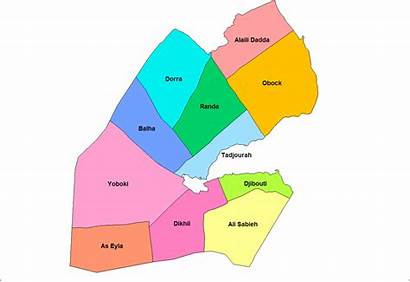 Djibouti Districts Carte Map Gibuti Yibuti Illeri