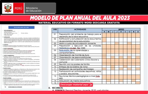 📌 Importante Modelo De Plan Anual De Aula 2023 En Formato Word