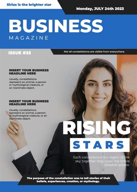 Free Professional Rising Stars Business Magazine Cover Templates To
