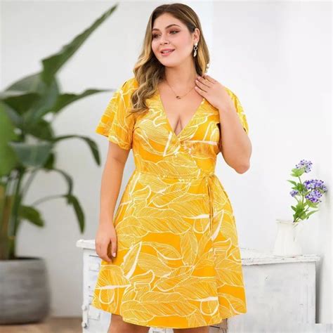 Plus Size Yellow Casual Dress Shopee Philippines