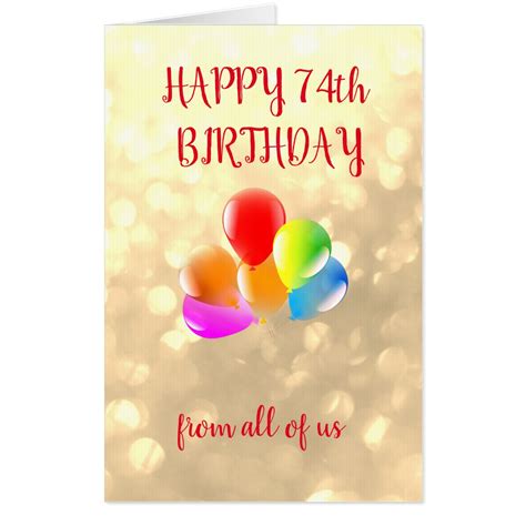 Large Happy 74th Birthday Card Zazzle