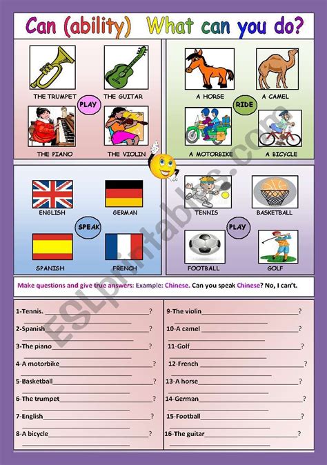 Can Ability Esl Worksheet By Traute